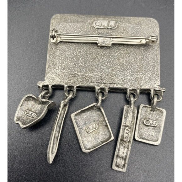Vtg JJ JONETTE Brooch Pin Pewter Math Teacher Chalkboard Charm School Algebra - Picture 8 of 11